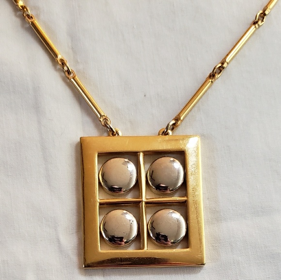 VTG Mixed Metal Signed Artistry Geometric Necklace - Picture 2 of 5